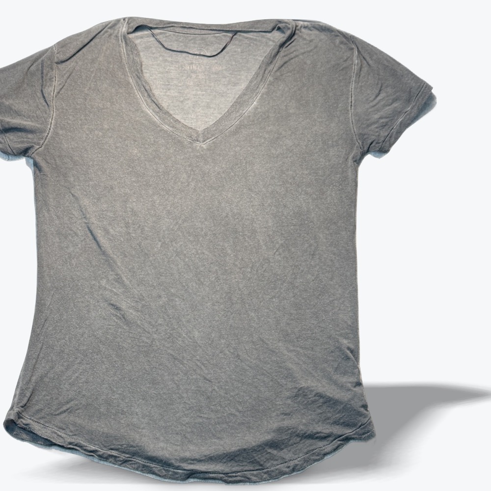 Cotton On Ninety One Womens V-Neck T-Shirt Gray Acid Wash XS Short Sleeve Tee‎